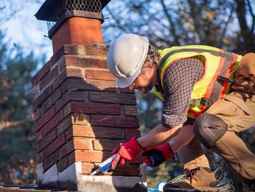A chimney professional fixing up a chimney